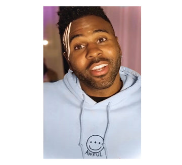 Jason Derulo Wearing Awful Cloth Blue Smiley Hoodie